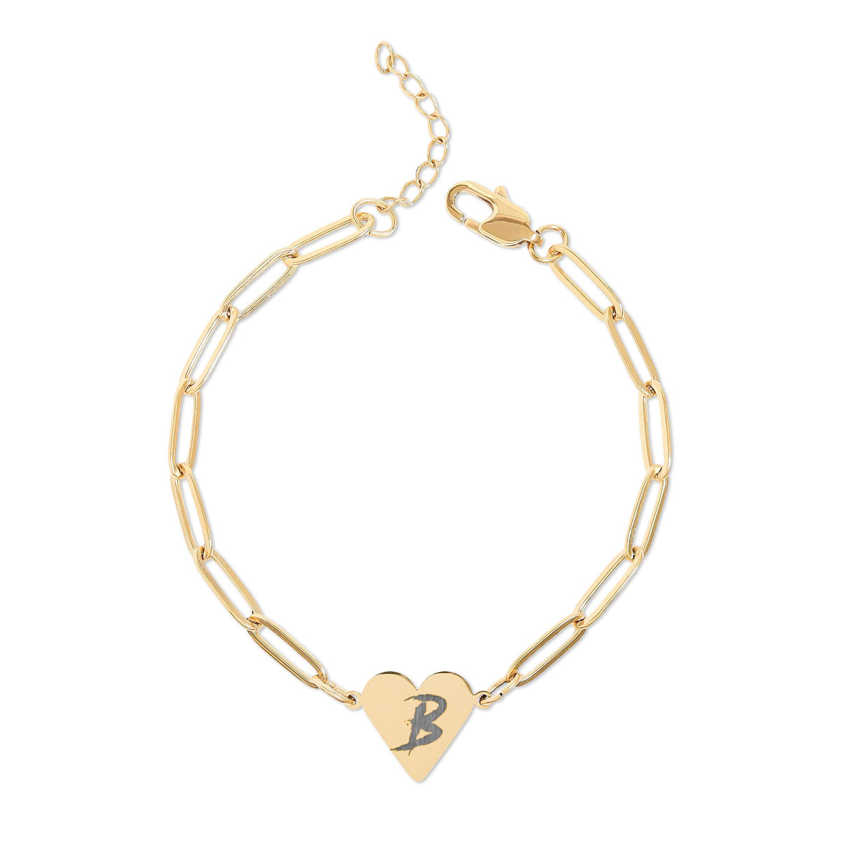 B Paperclip Heart Bracelet