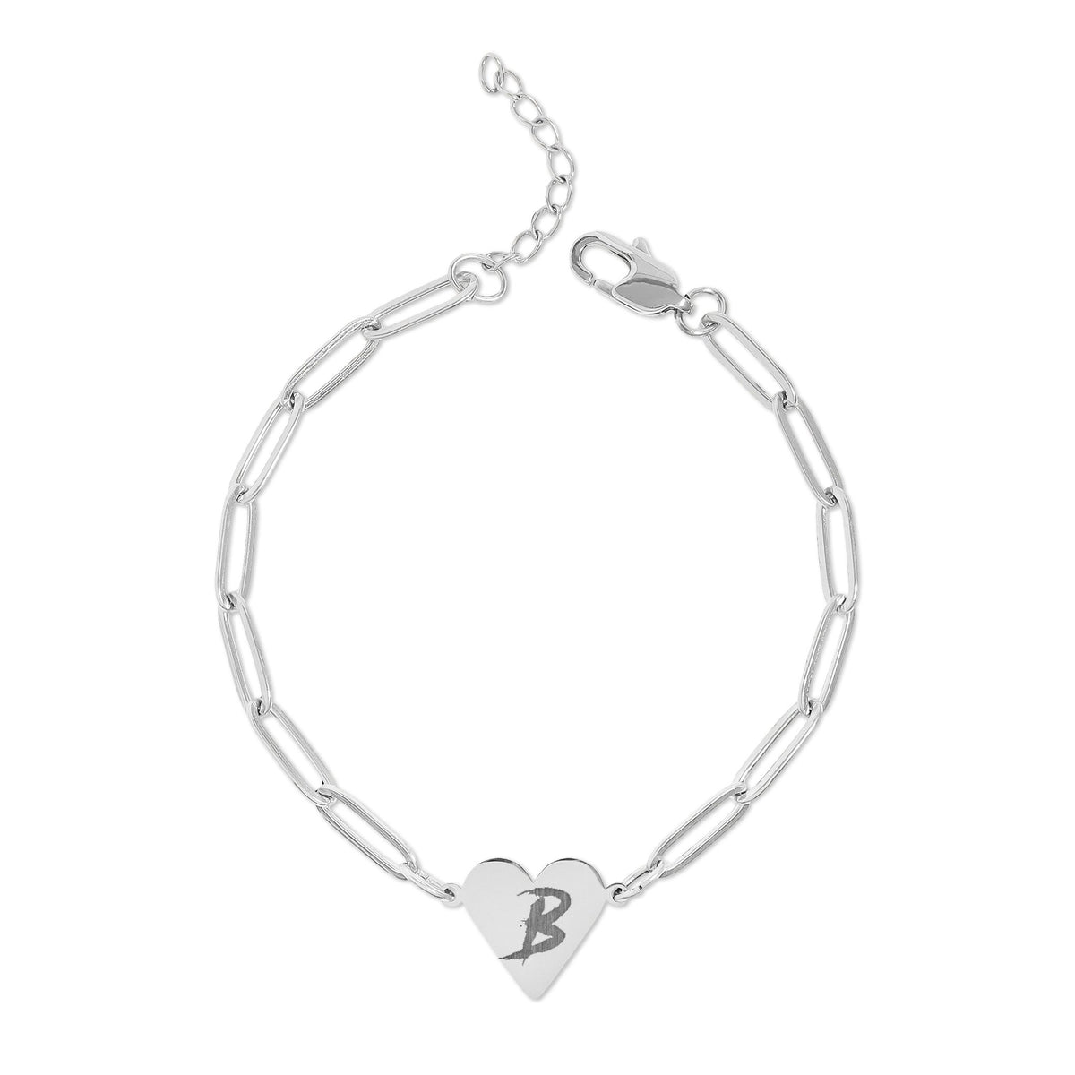 B Paperclip Heart Bracelet