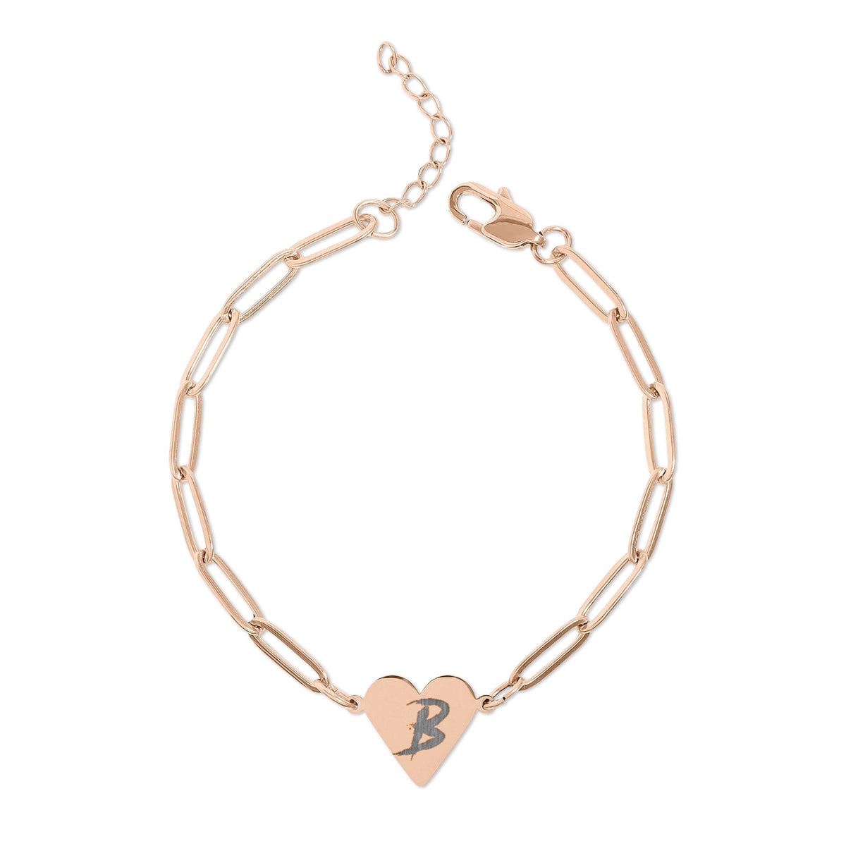 B Paperclip Heart Bracelet